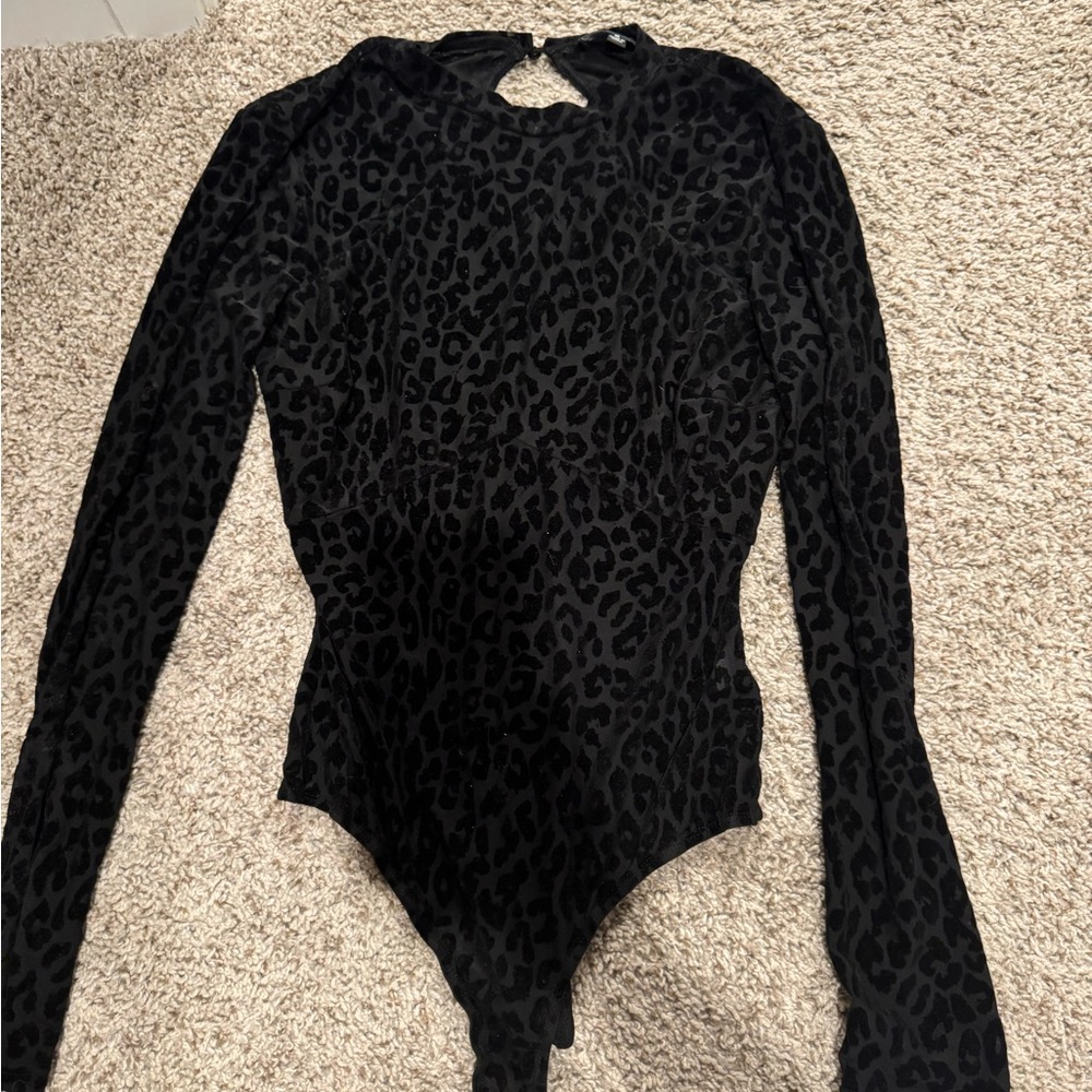 Lulu's Black Leopard Print Bodysuit